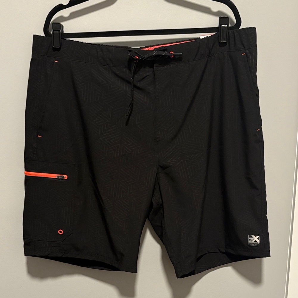 NWT ZeroXposur Black Board Shorts with Red Accents